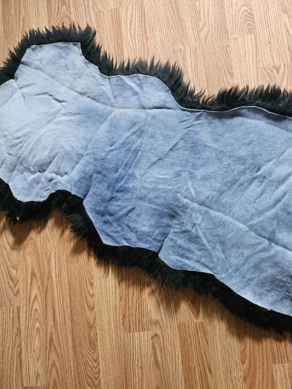 Real Fur Area Rug Handmade Sheepskin Black Real Hair Fur Home Decore Rug New